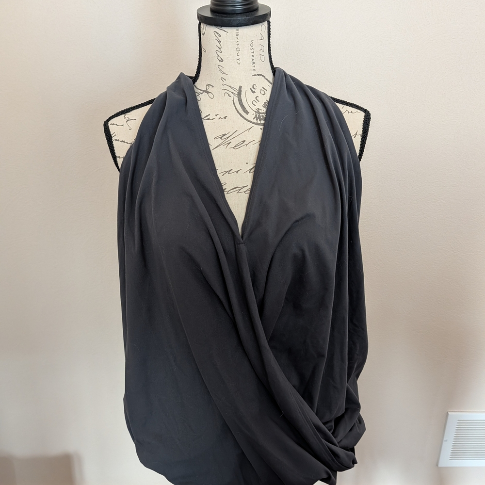 Zenana Outfitters Black Draped Halter Camisole